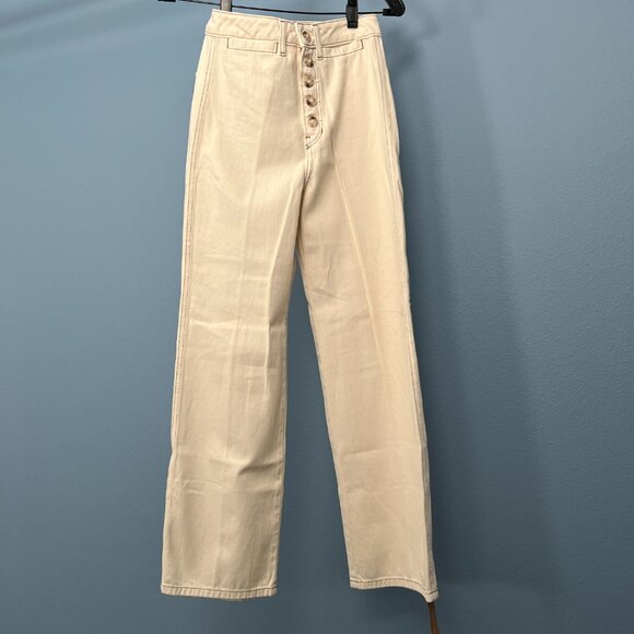 Reformation Lexi High Rise Wide Leg Jeans – Ivory – Size 24 - Picture 13 of 16